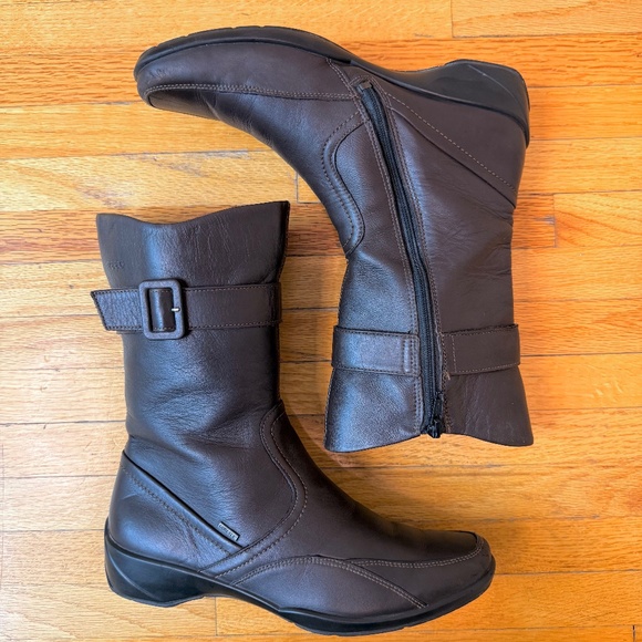 Ecco Shoes - ECCO Brown Leather Mid-Calf Boots